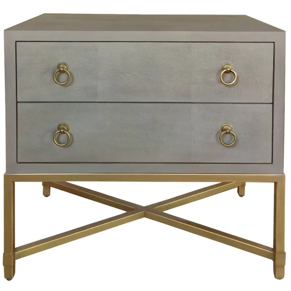 Simon 2 Drawer Nightstand - Grey, Shagreen Resin image