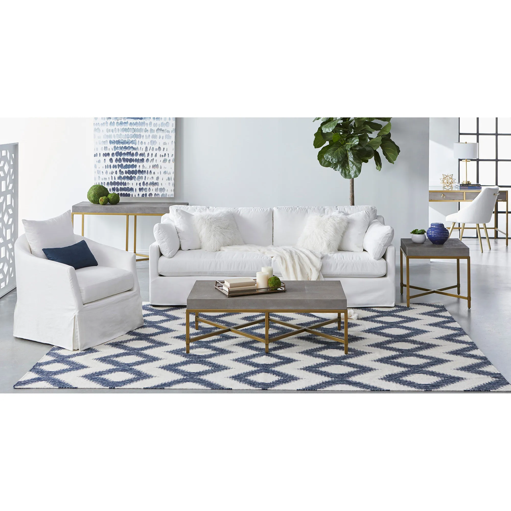 Simon Desk - Grey, Shagreen Resin