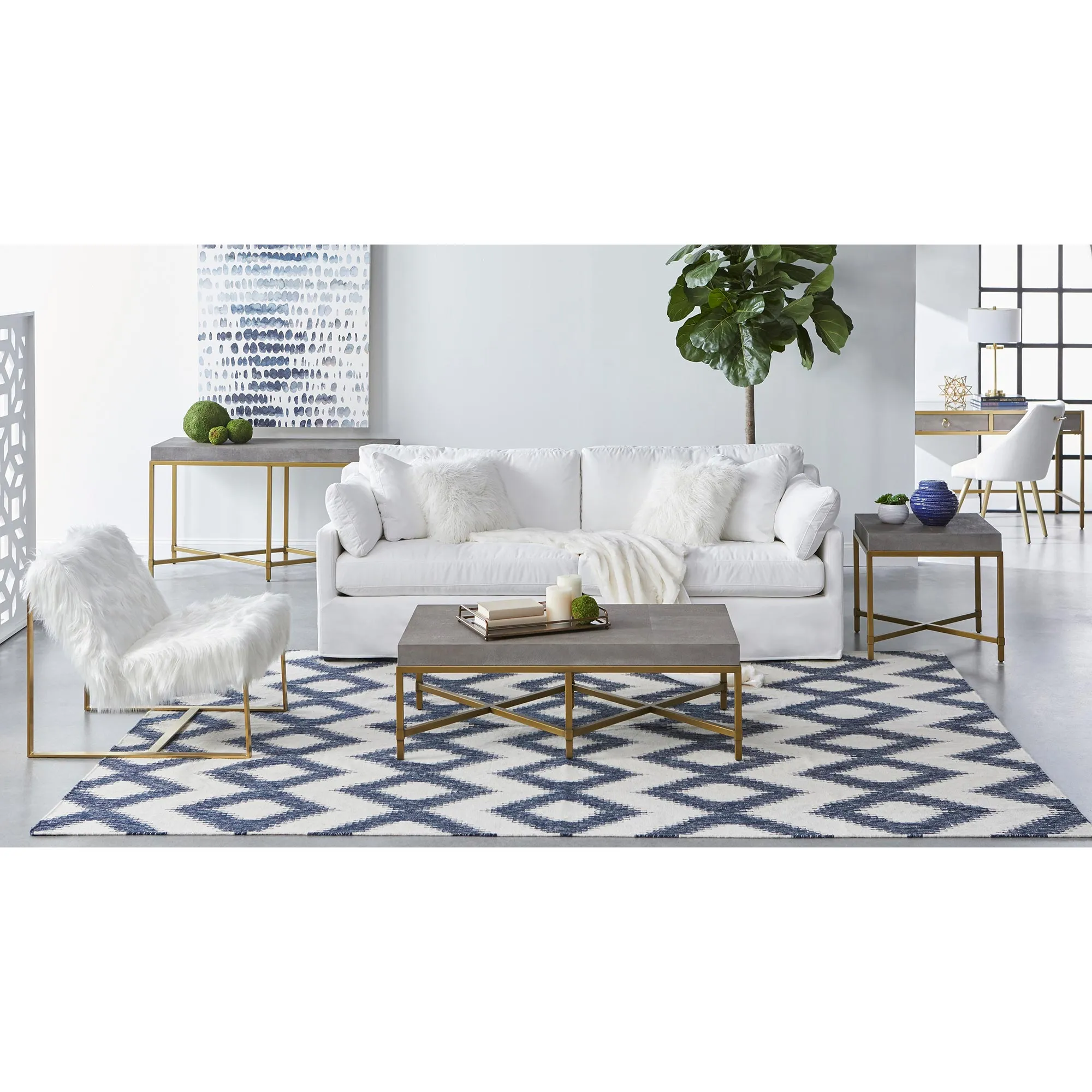 Simon Desk - Grey, Shagreen Resin