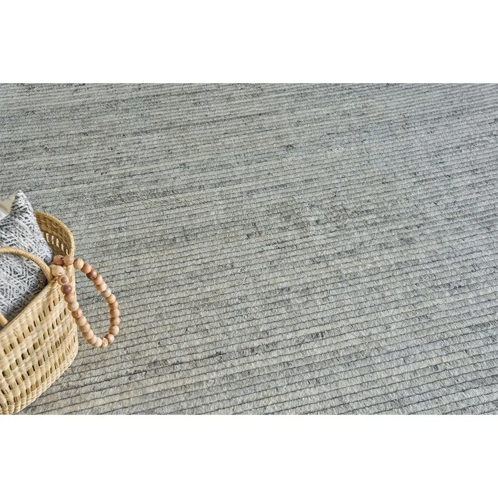 Simon Hand Knotted Rug - Light Grey, Wool