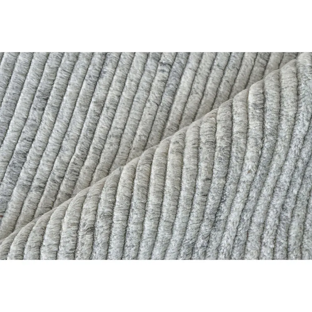 Simon Hand Knotted Rug - Light Grey, Wool