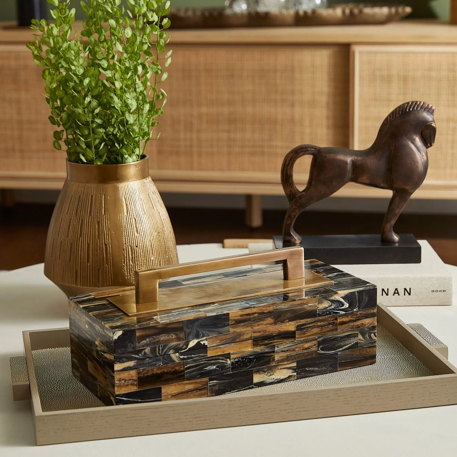 Simon Horse Statue - Antique Brass, Metal