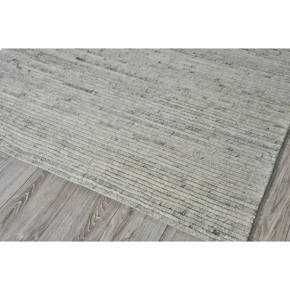 Simon Large Hand Knotted Rug - Light Grey, Wool