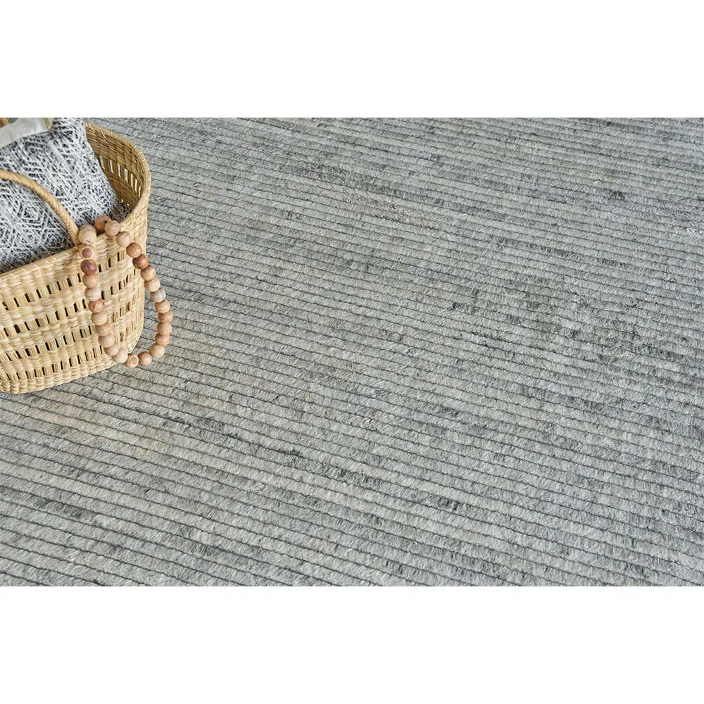 Simon Large Hand Knotted Rug - Light Grey, Wool