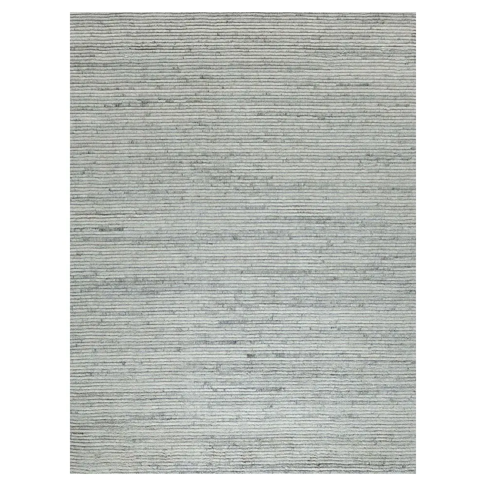 Simon Large Hand Knotted Rug - Light Grey, Wool