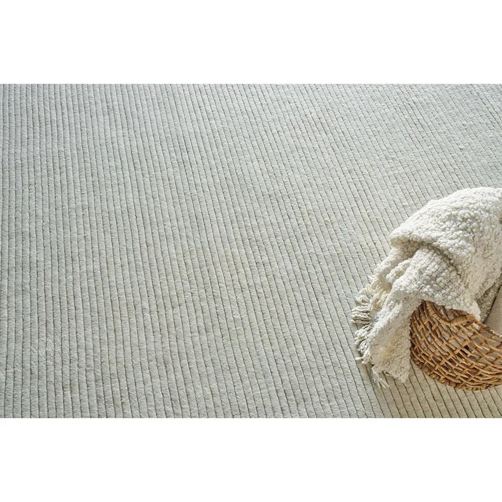 Simon Large Hand Knotted Rug - Off White, Wool