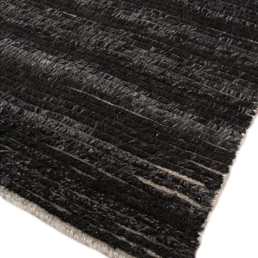 Simon Medium Hand Knotted Rug - Charcoal, Wool