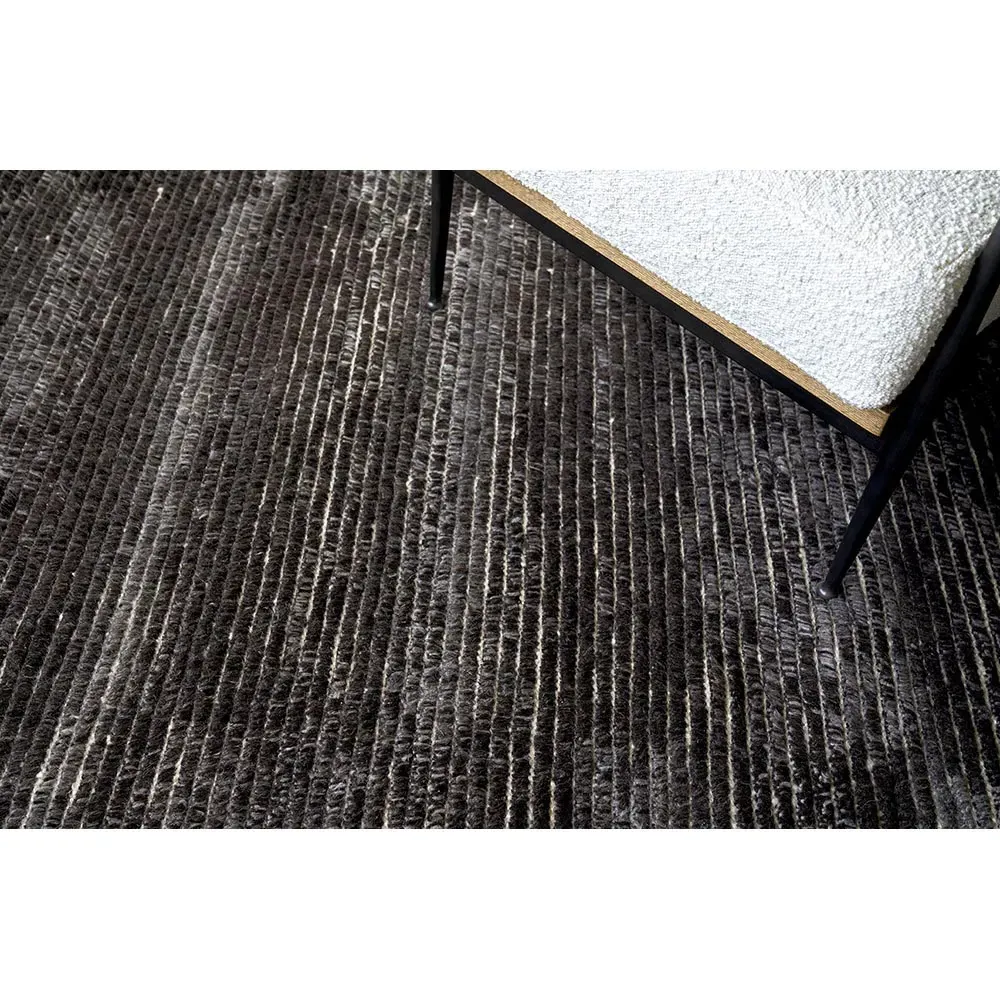 Simon Medium Hand Knotted Rug - Charcoal, Wool