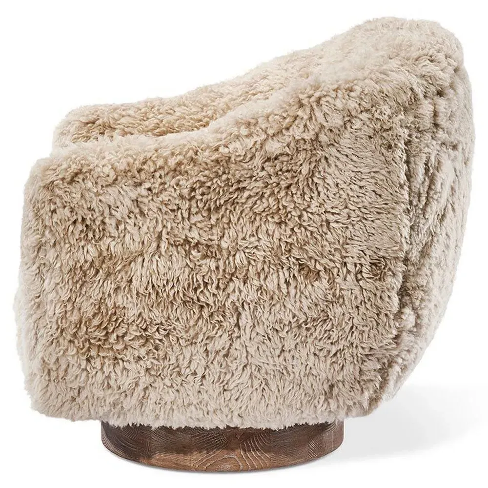 Simon Swivel Arm Chair - Taupe, Lambskin