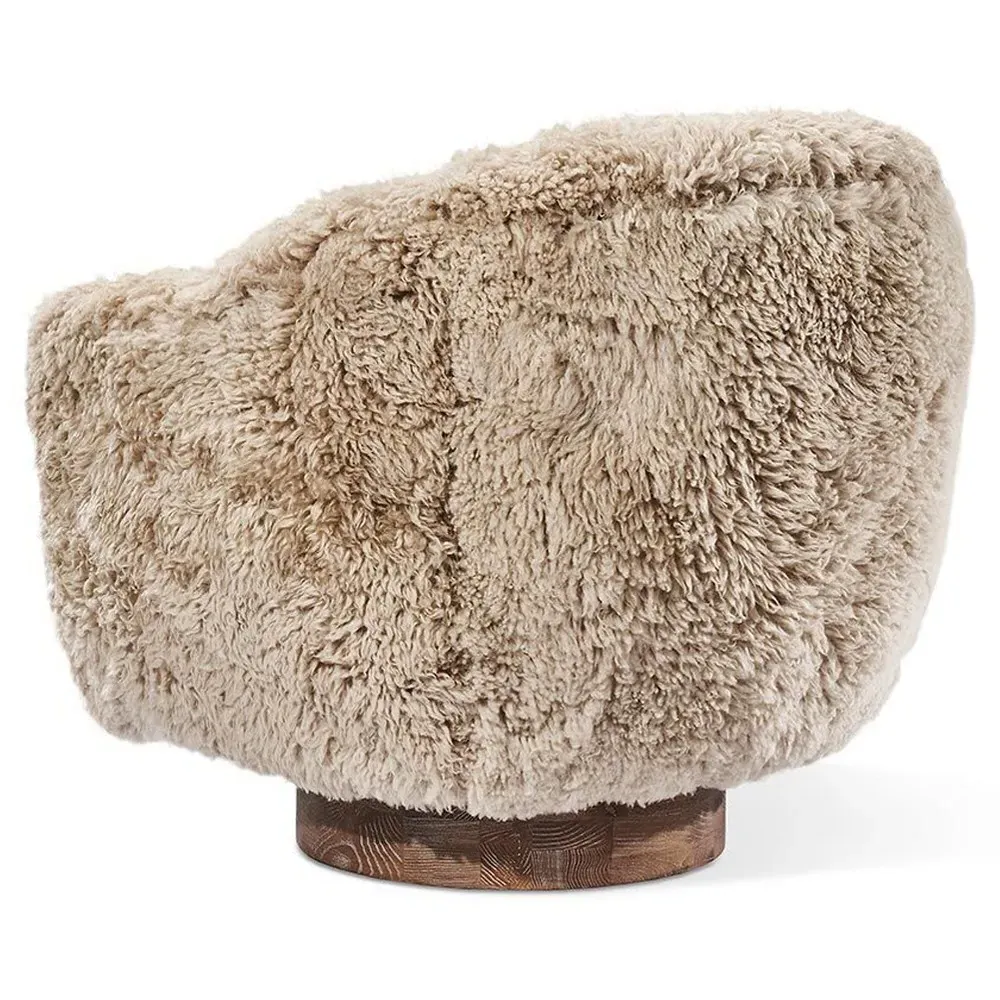 Simon Swivel Arm Chair - Taupe, Lambskin