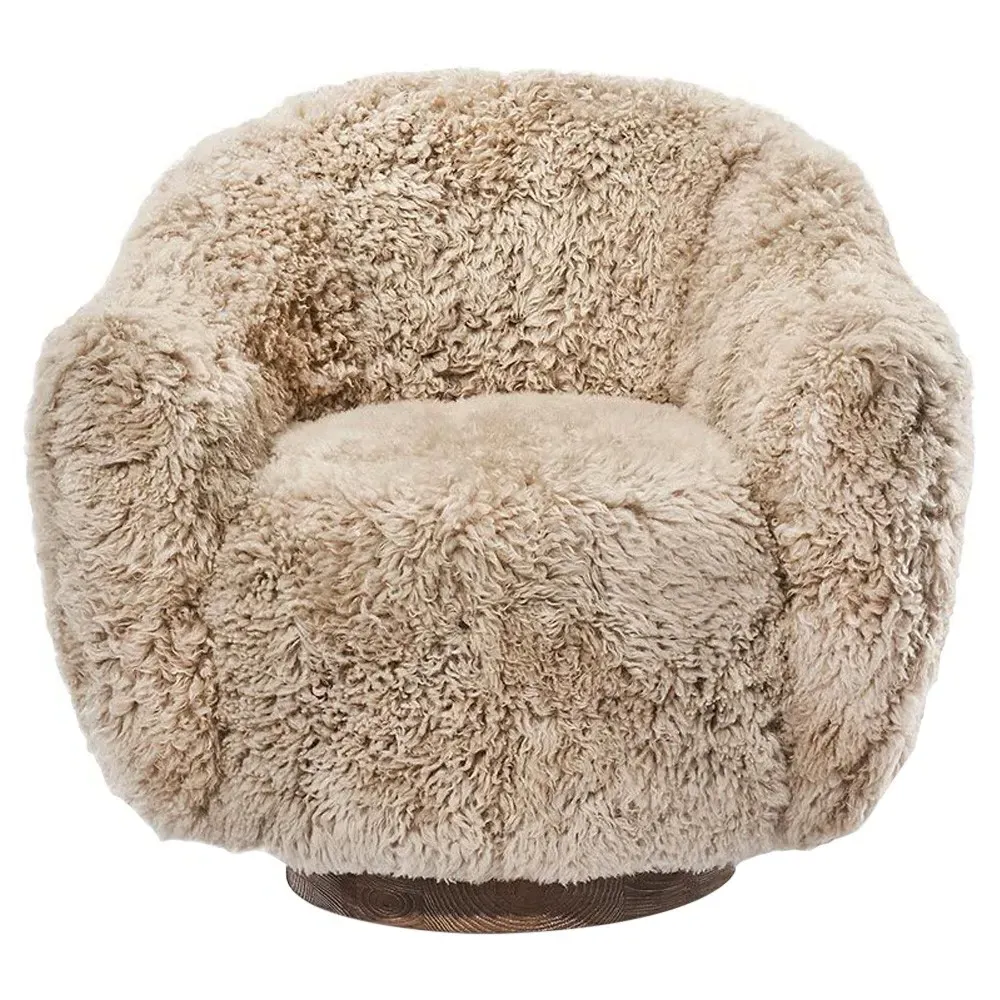 Simon Swivel Arm Chair - Taupe, Lambskin image