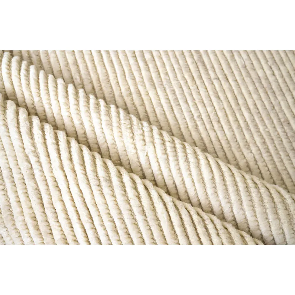 Simon Textured Solid Hand Knotted Rug - Cream, Wool