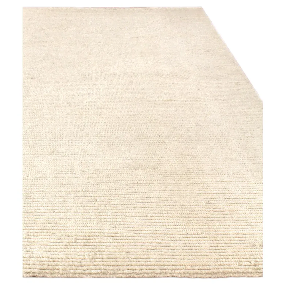 Simon Textured Solid Hand Knotted Rug - Cream, Wool