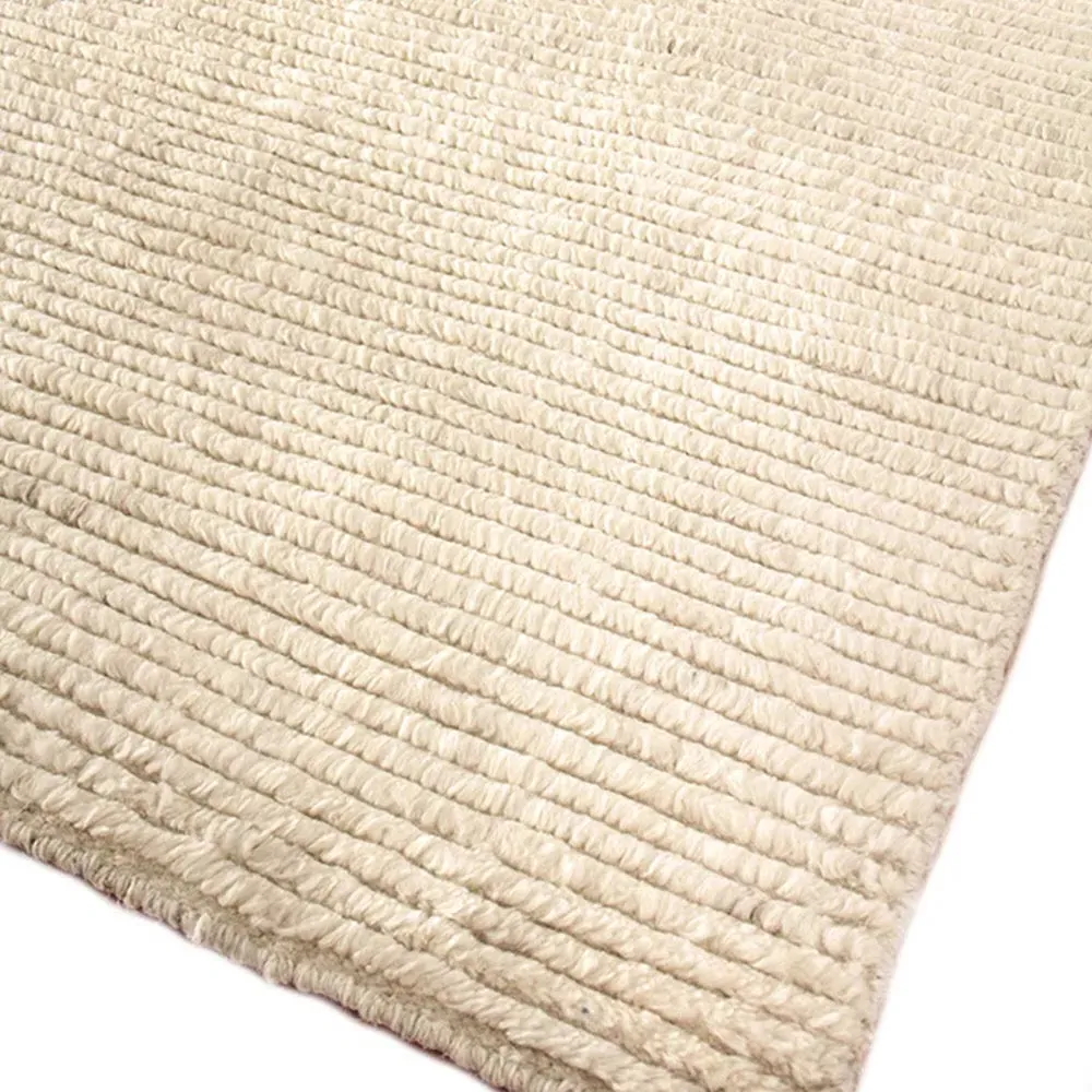 Simon Textured Solid Hand Knotted Rug - Cream, Wool