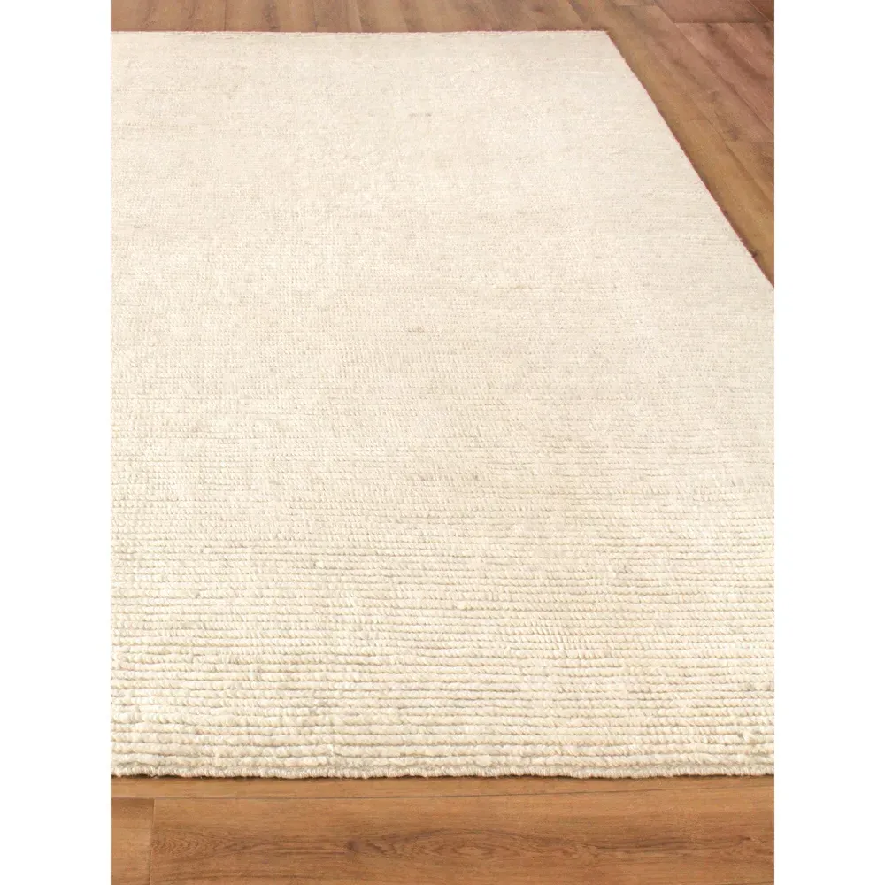 Simon Textured Solid Hand Knotted Rug Sample - Cream, Wool