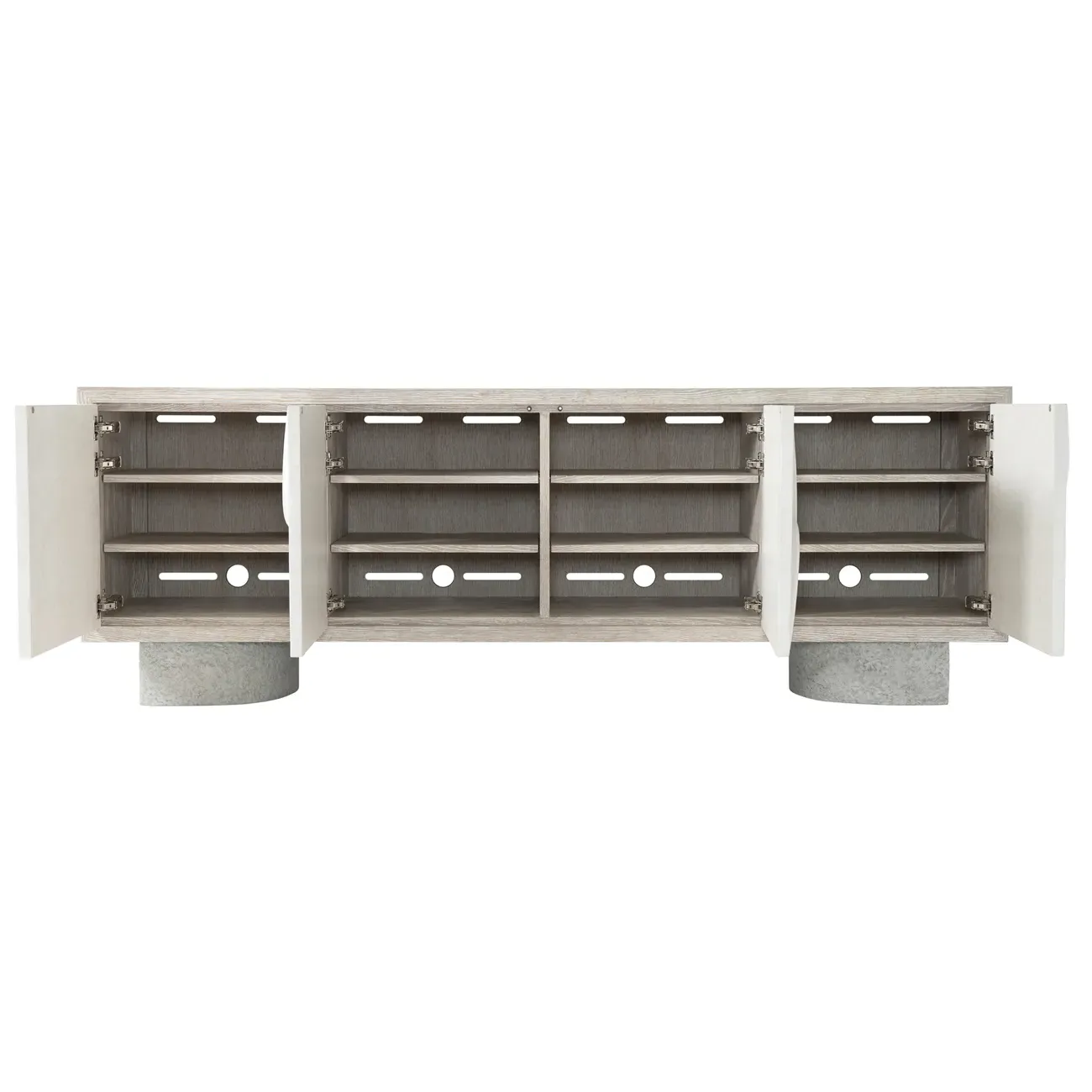 Simone 4 Door Media Cabinet with Carved Resin - Grey, Wood