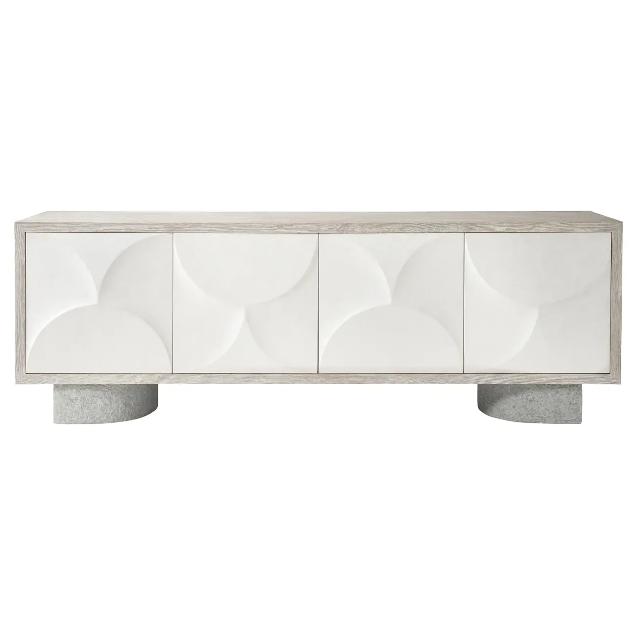 Simone 4 Door Media Cabinet with Carved Resin - Grey, Wood