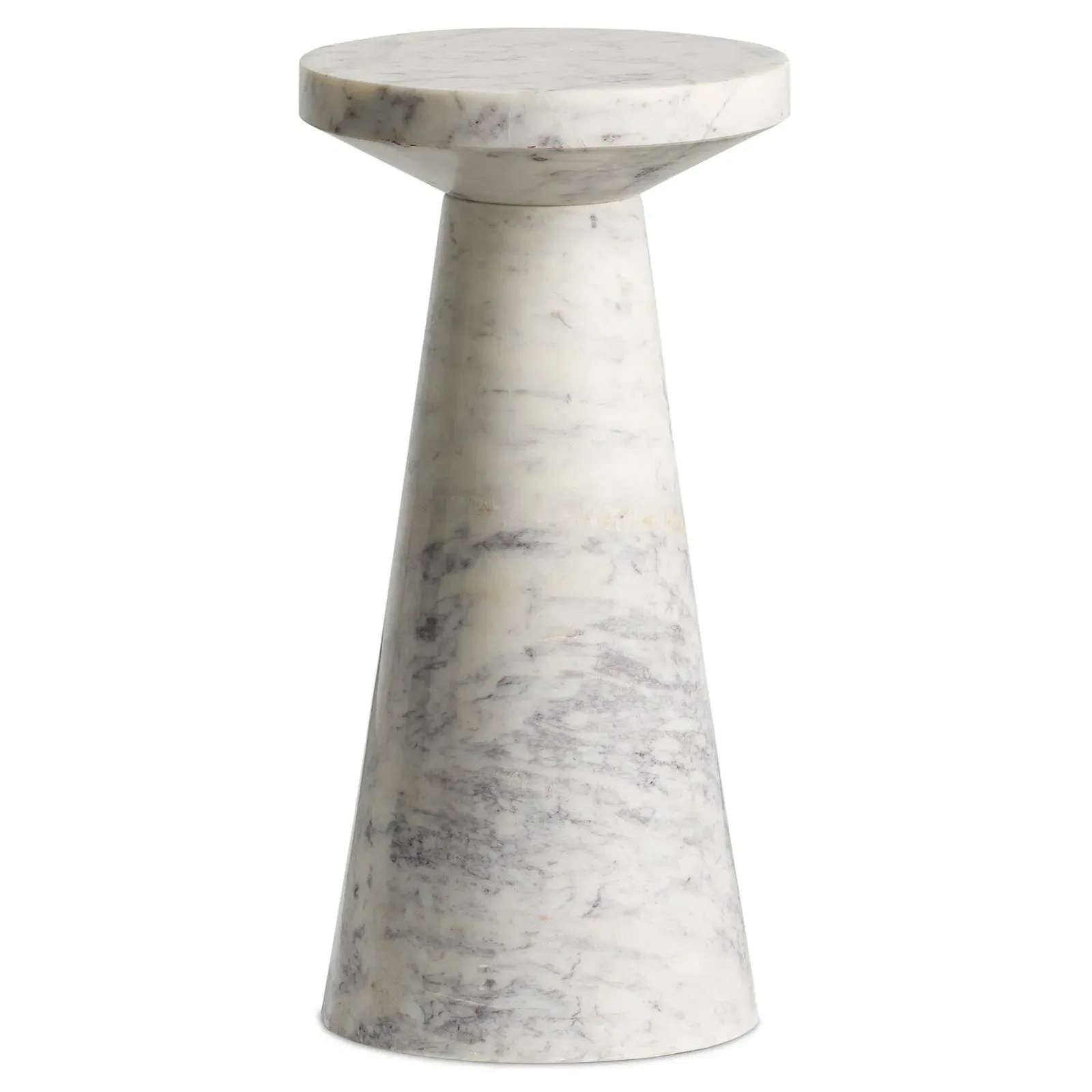 Simone Round End Table Short - White, Marble