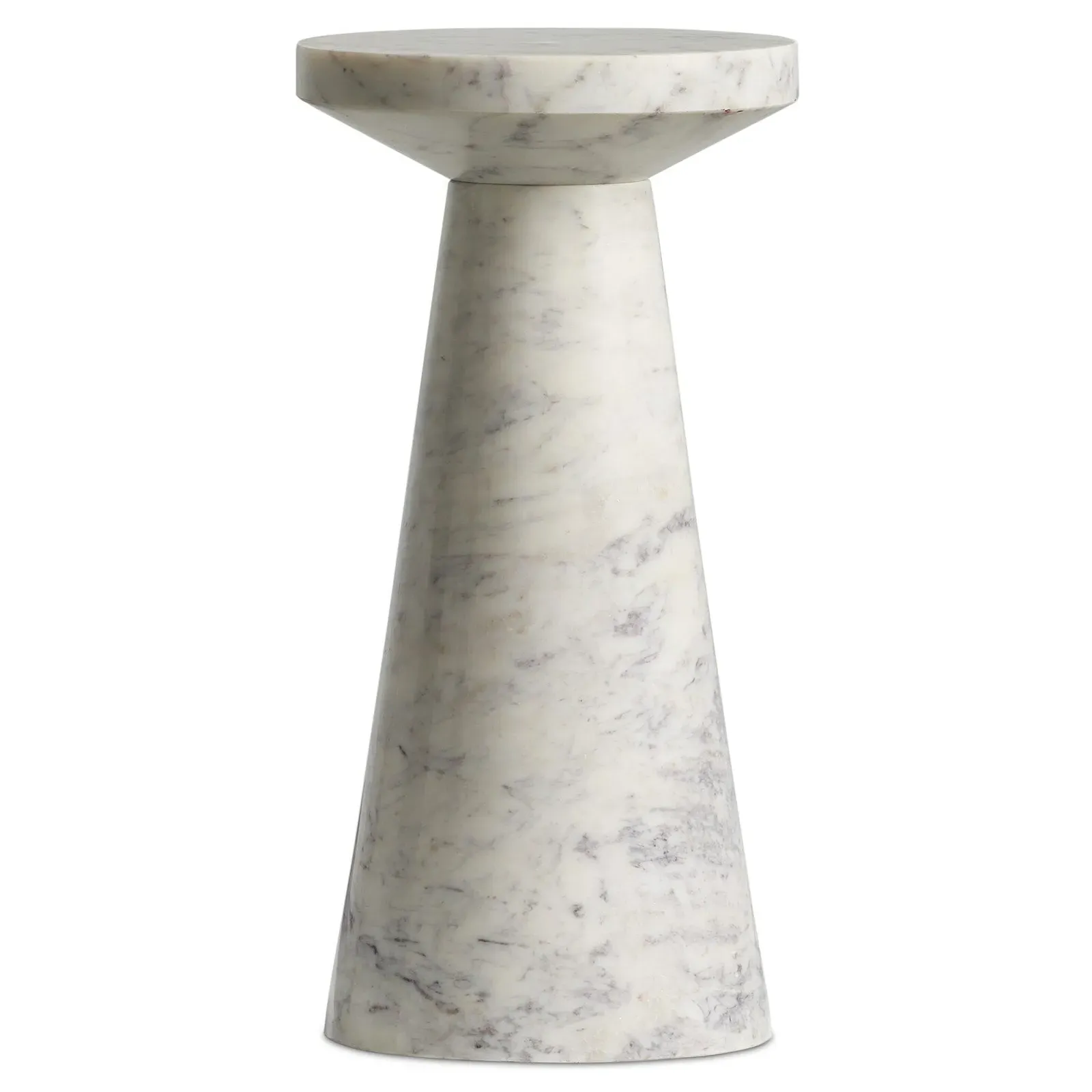 Simone Round End Table Short - White, Marble