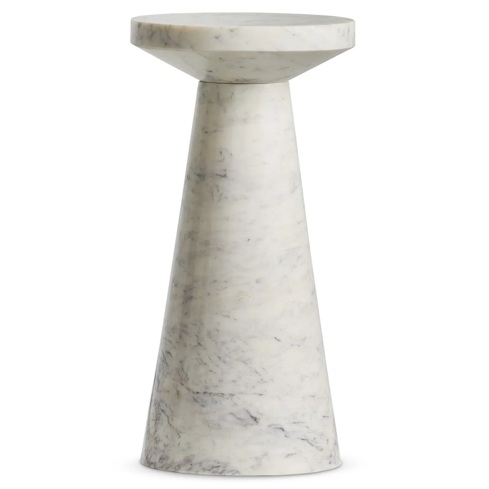 Simone Round End Table Short - White, Marble