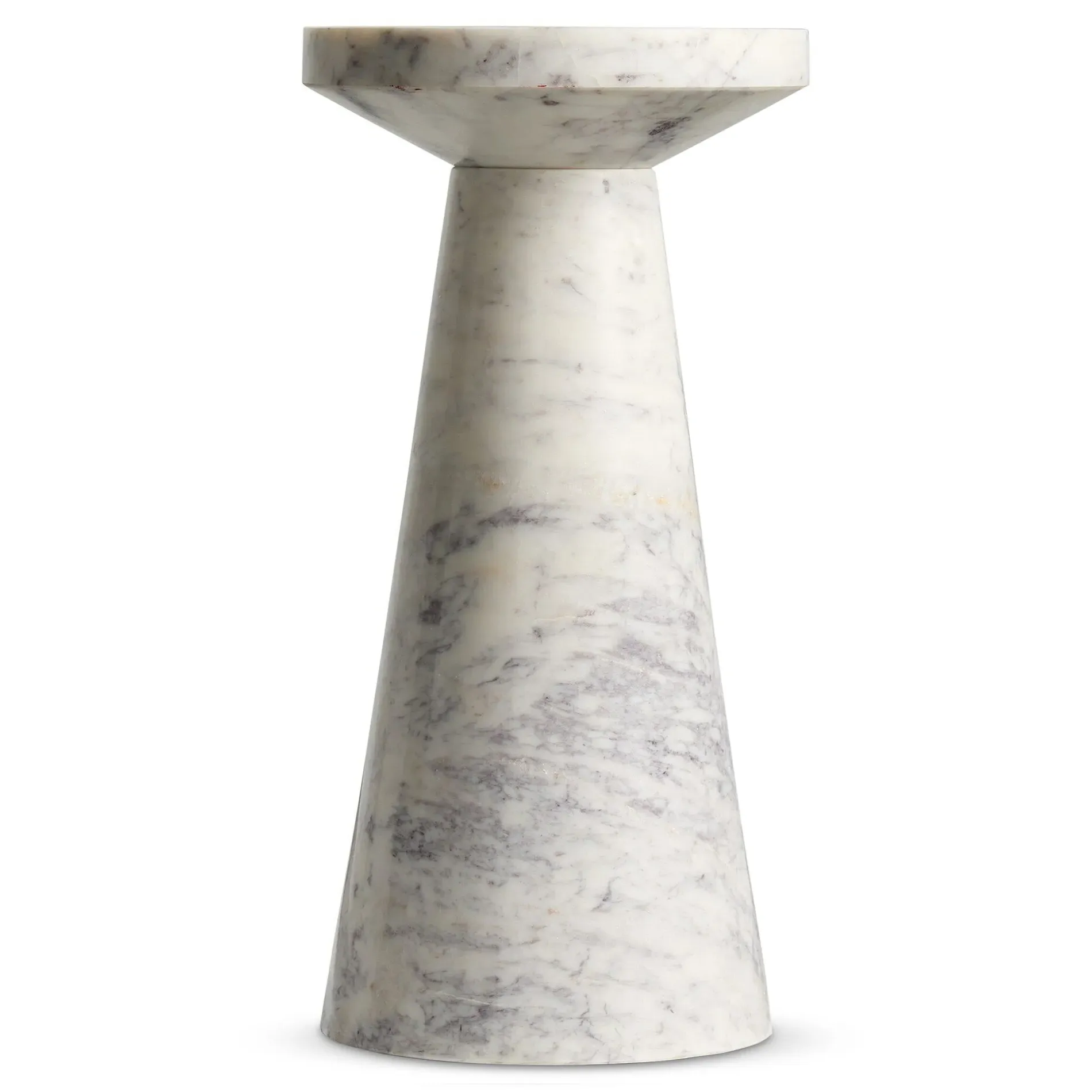 Simone Round End Table Short - White, Marble