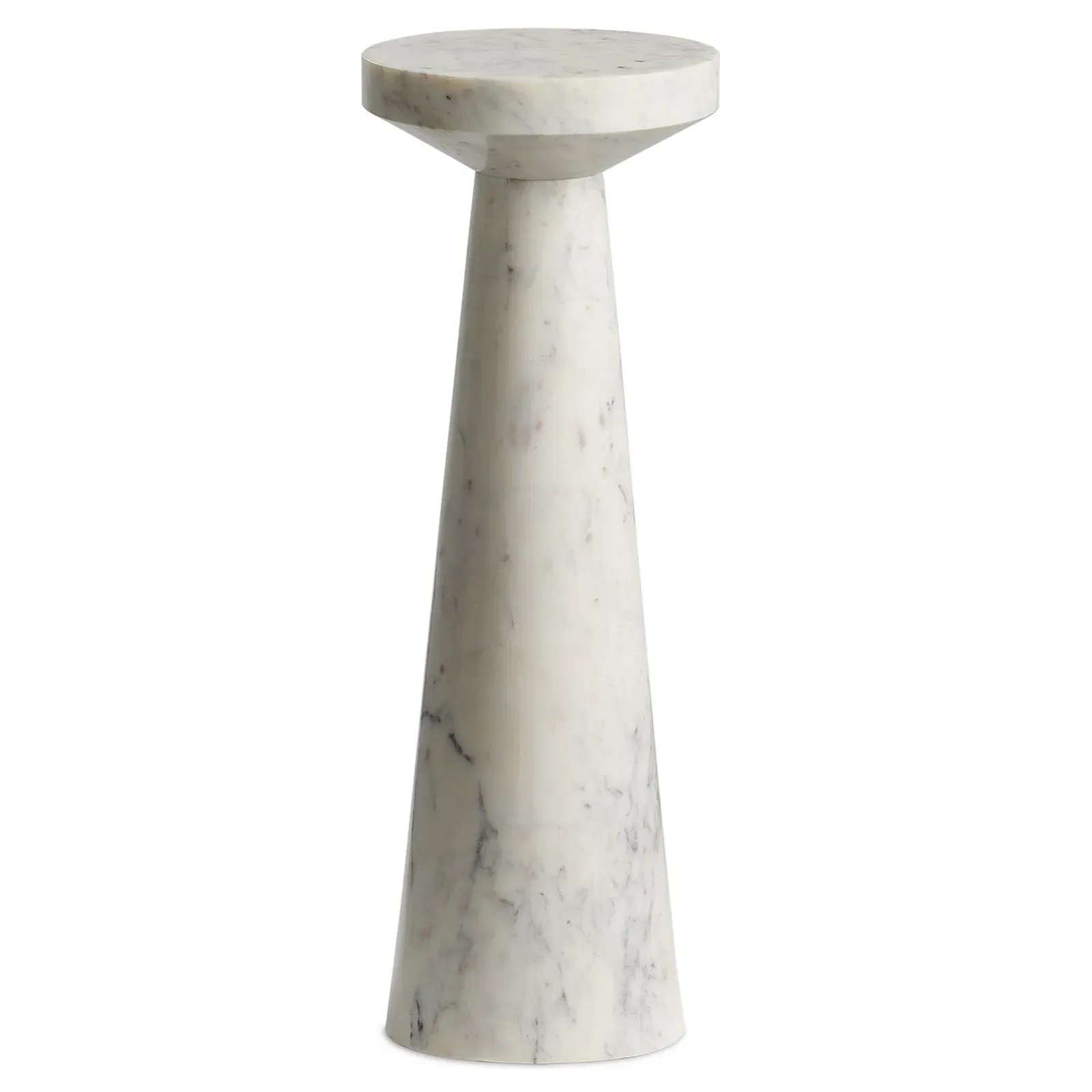 Simone Round End Table Tall - White, Marble