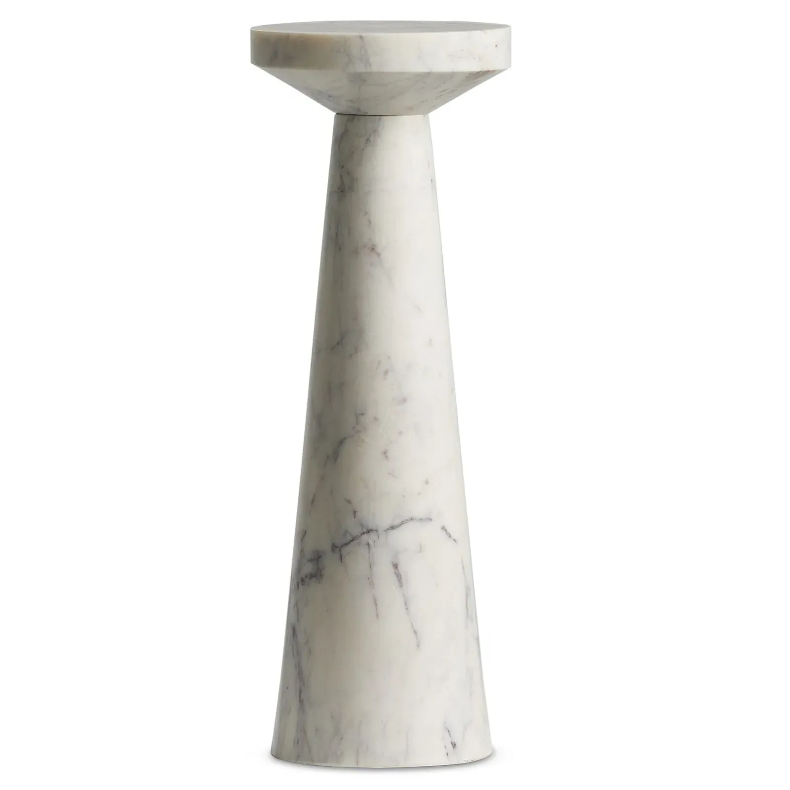 Simone Round End Table Tall - White, Marble
