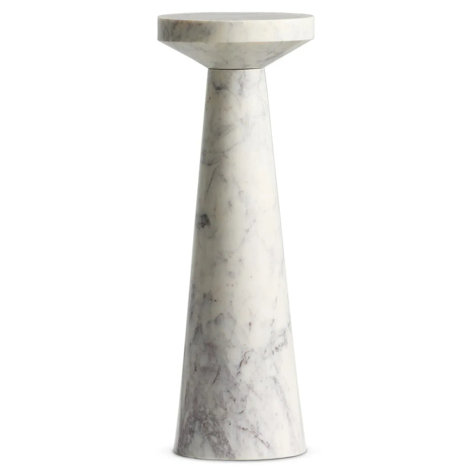 Simone Round End Table Tall - White, Marble