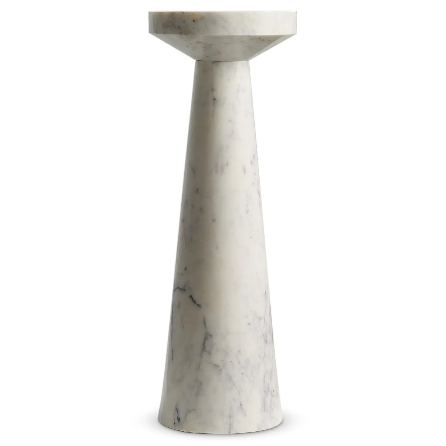Simone Round End Table Tall - White, Marble
