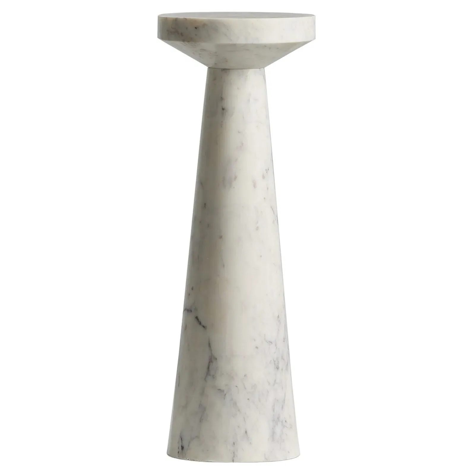 Simone Round End Table Tall - White, Marble