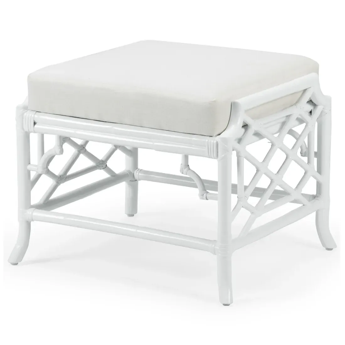 Simone Upholstered Rattan Stool - White image