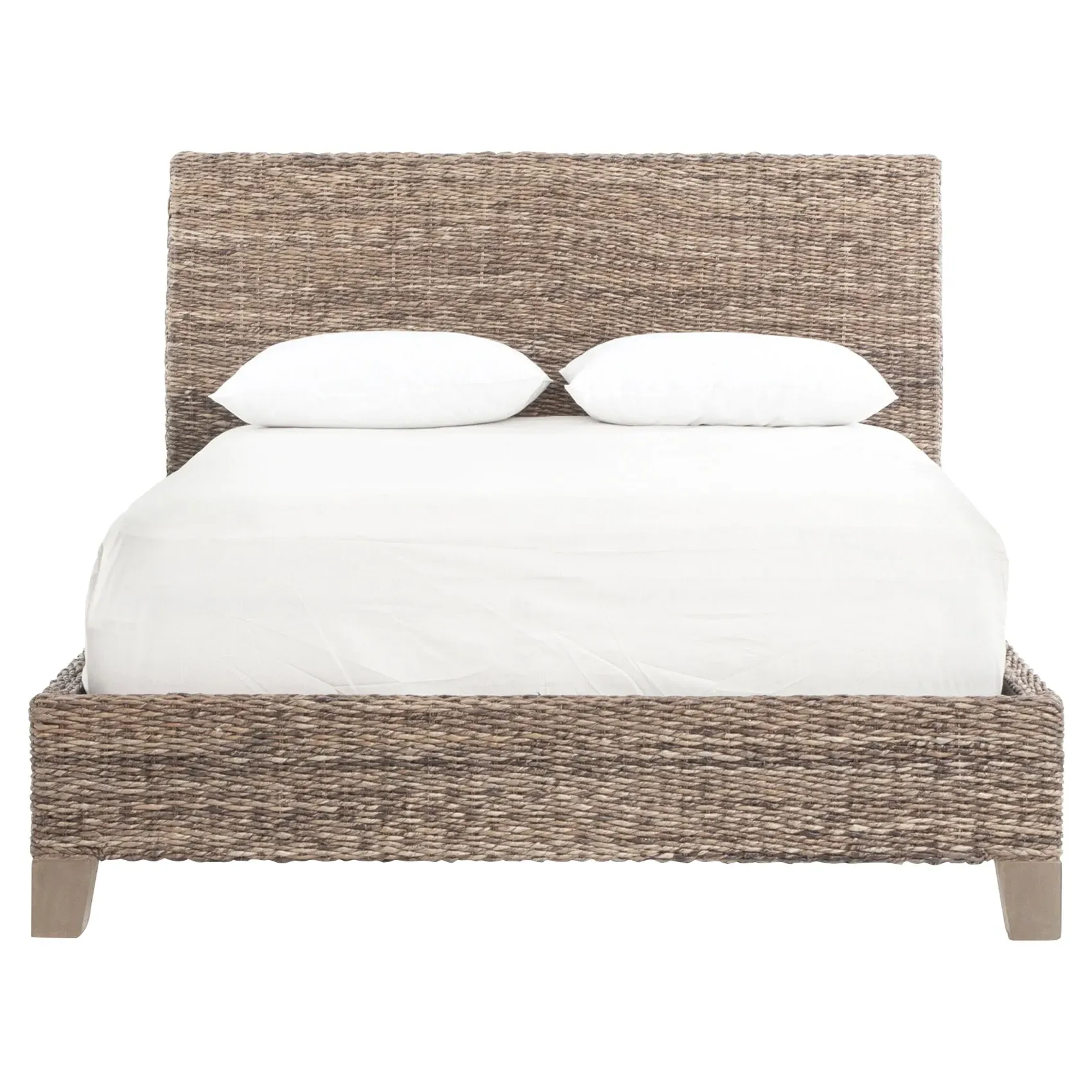 Sisson Queen Platform Bed - Grey, Abaca Wood