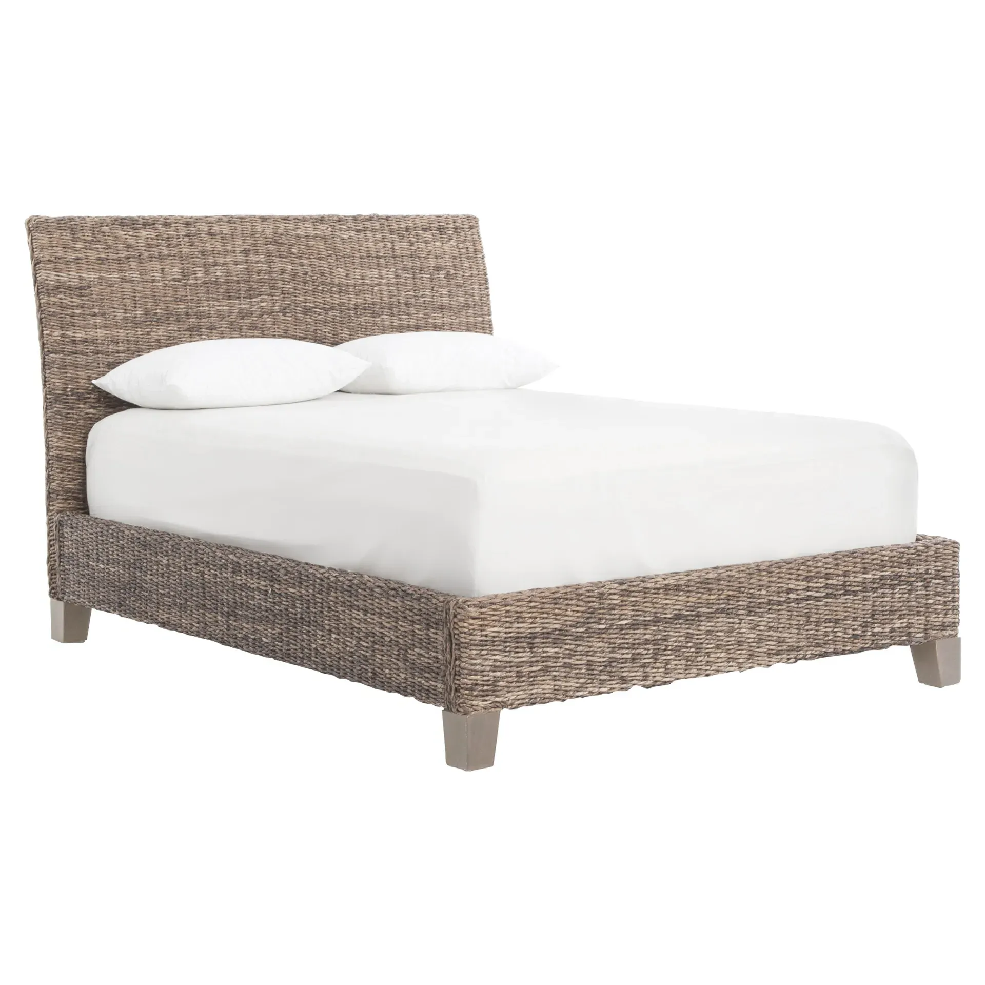 Sisson Queen Platform Bed - Grey, Abaca Wood