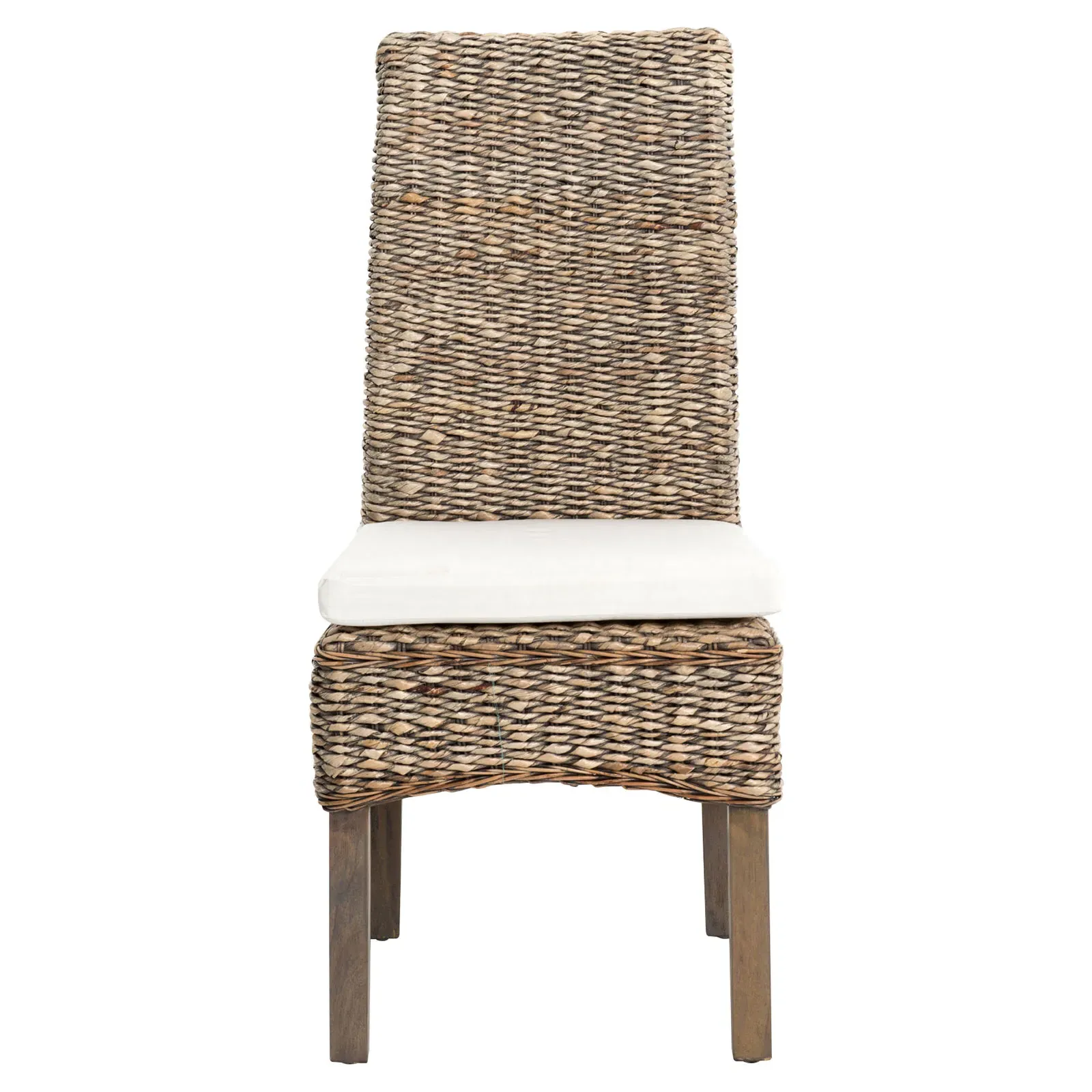 Sisson Woven Banana Leaf Side Chair - Grey, Mahogany