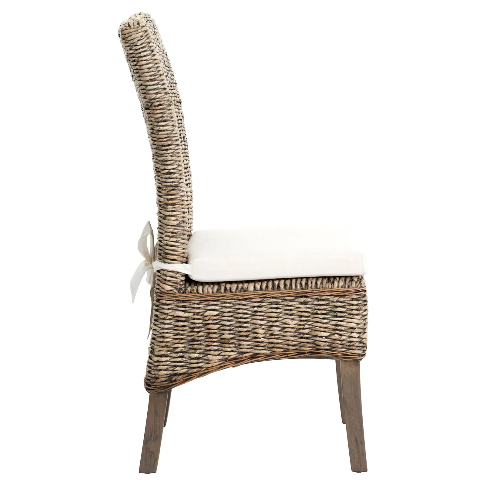 Sisson Woven Banana Leaf Side Chair - Grey, Mahogany