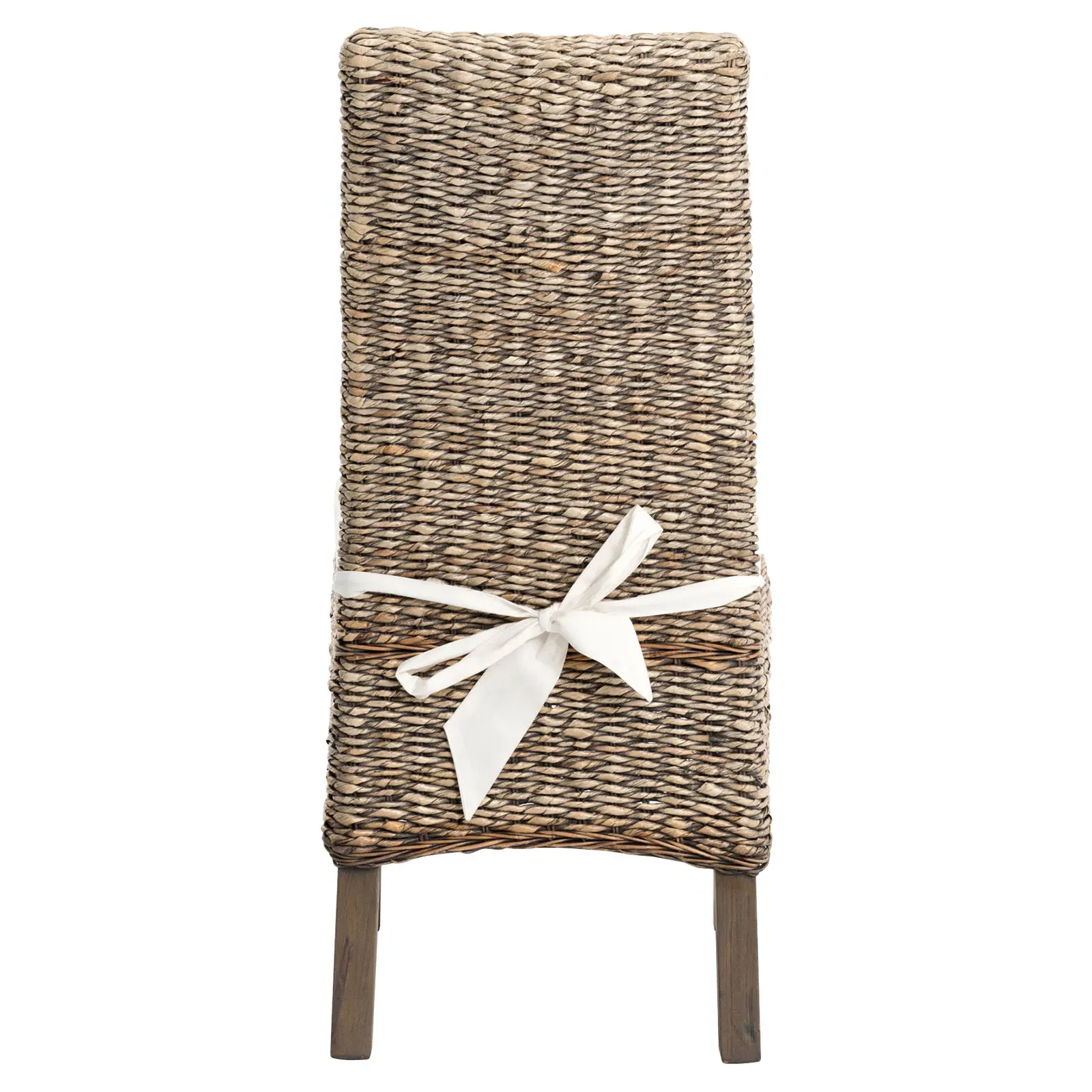 Sisson Woven Banana Leaf Side Chair - Grey, Mahogany