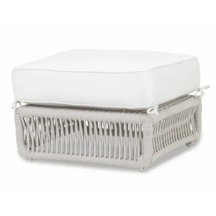 Sitti Woven Rope Ottoman with Cushion - Ivory image