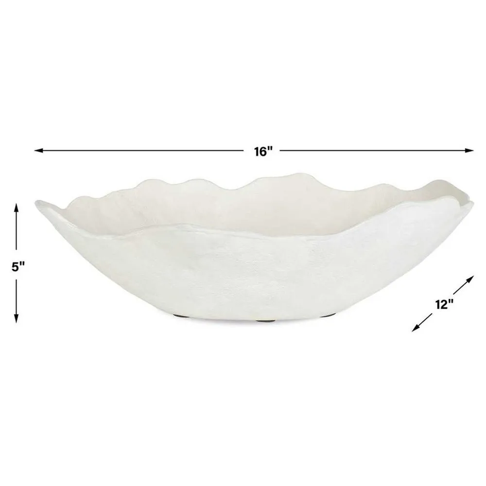 Skye Ruffled Decorative Bowl - White, Aluminum