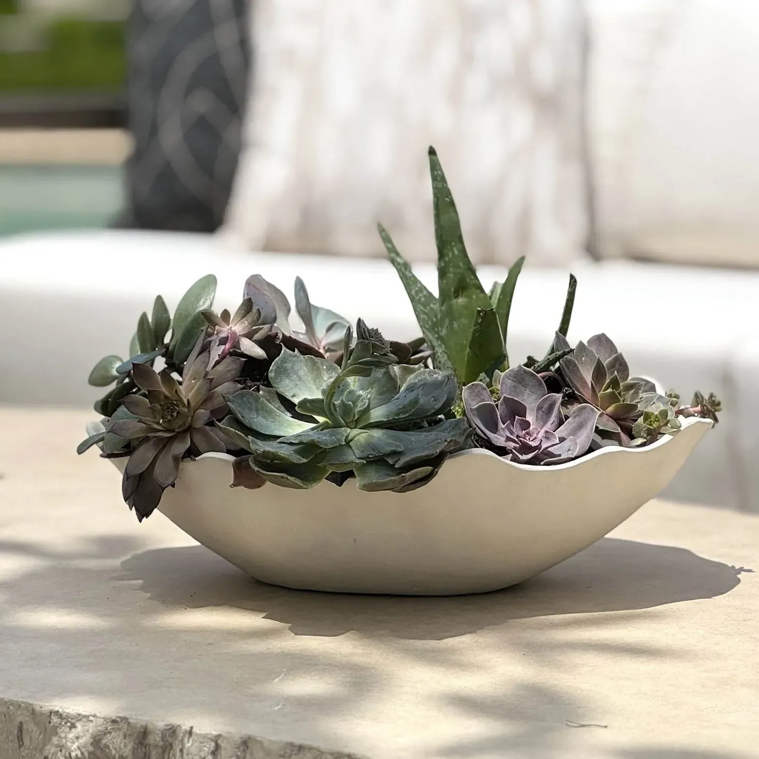 Skye Ruffled Decorative Bowl - White, Aluminum