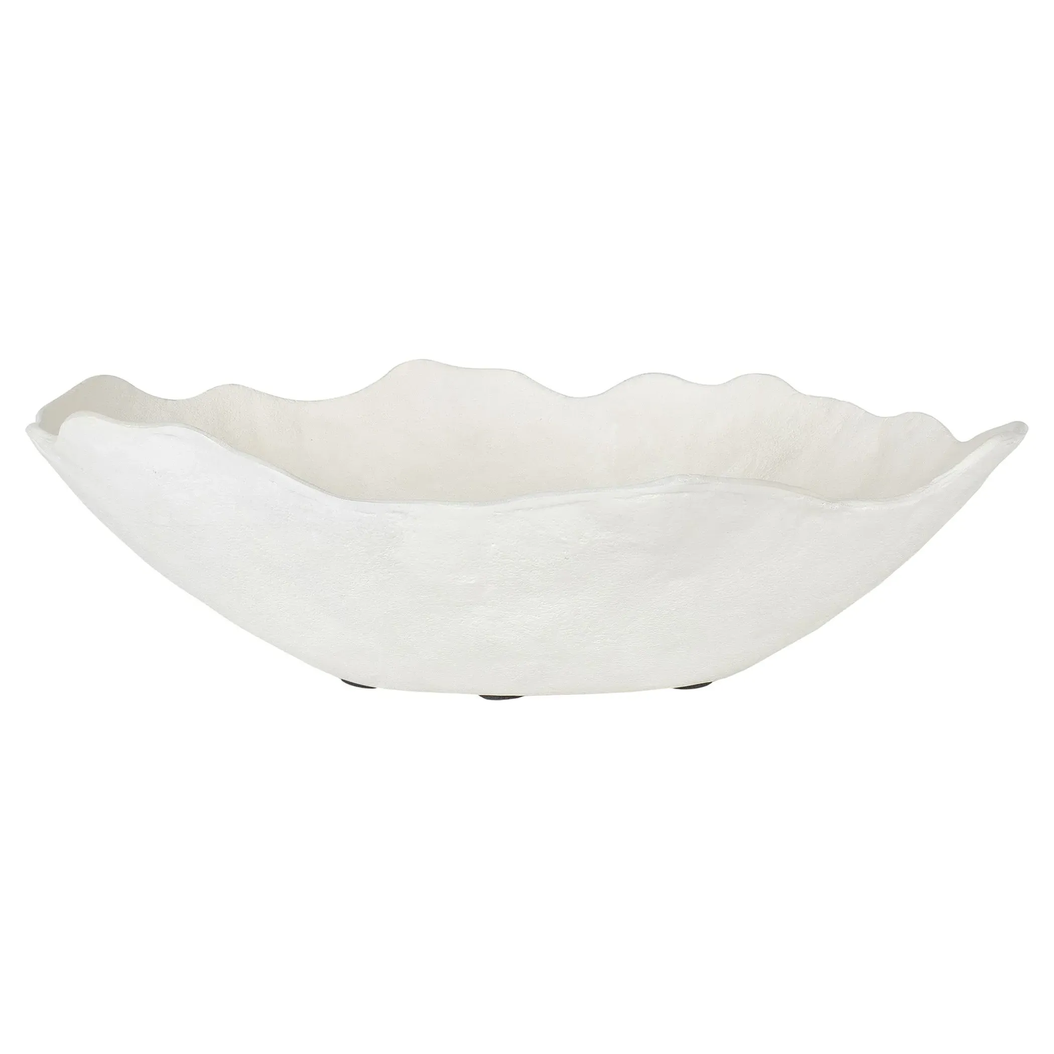 Skye Ruffled Decorative Bowl - White, Aluminum