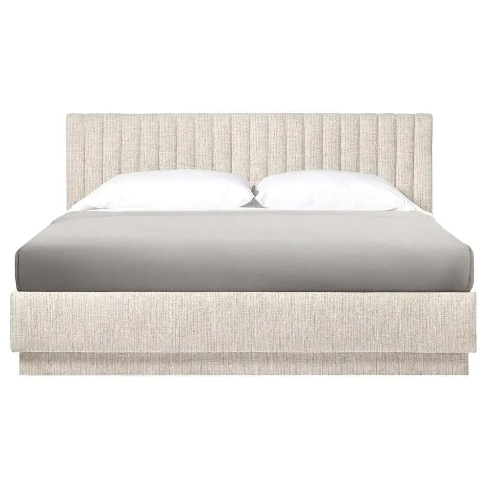 Skylar King Size Channel Tufted Bed - Sand Grey