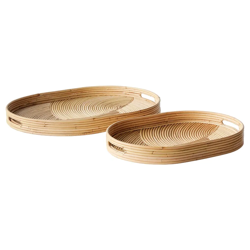 Skylar Oval Serving Tray Set of 2 - Natural, Rattan image