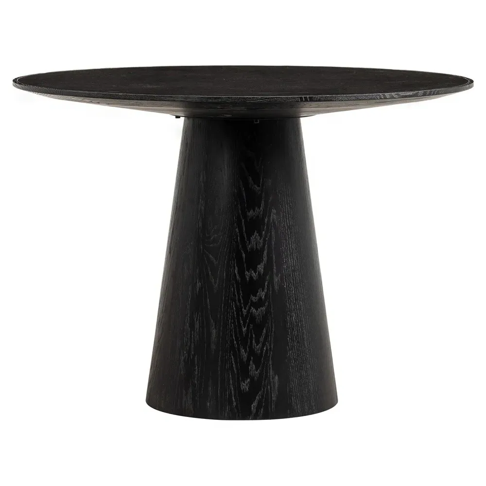 Skylar Round Pedestal Dining Table - Black, Bluestone Oak image