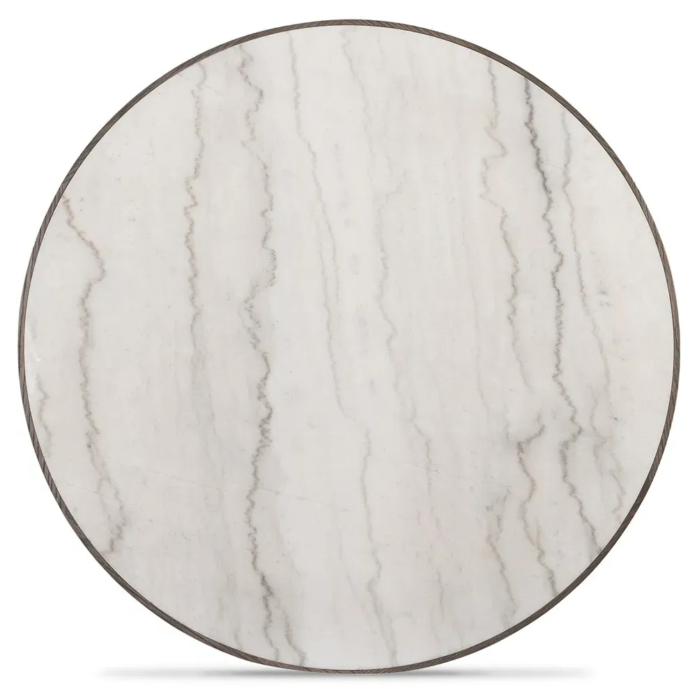 Skylar Round Pedestal Dining Table - White Marble, Grey Oak