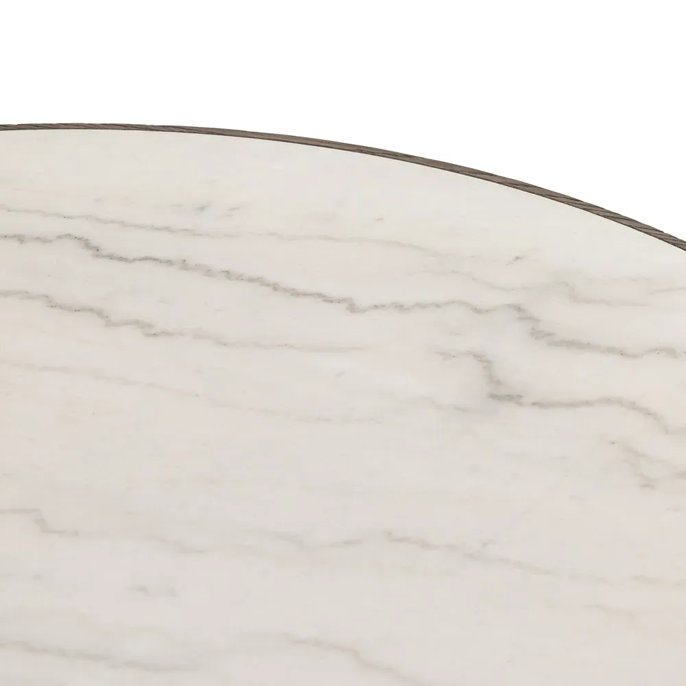Skylar Round Pedestal Dining Table - White Marble, Grey Oak