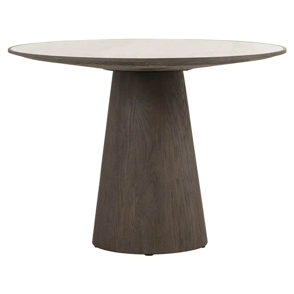 Skylar Round Pedestal Dining Table - White Marble, Grey Oak image