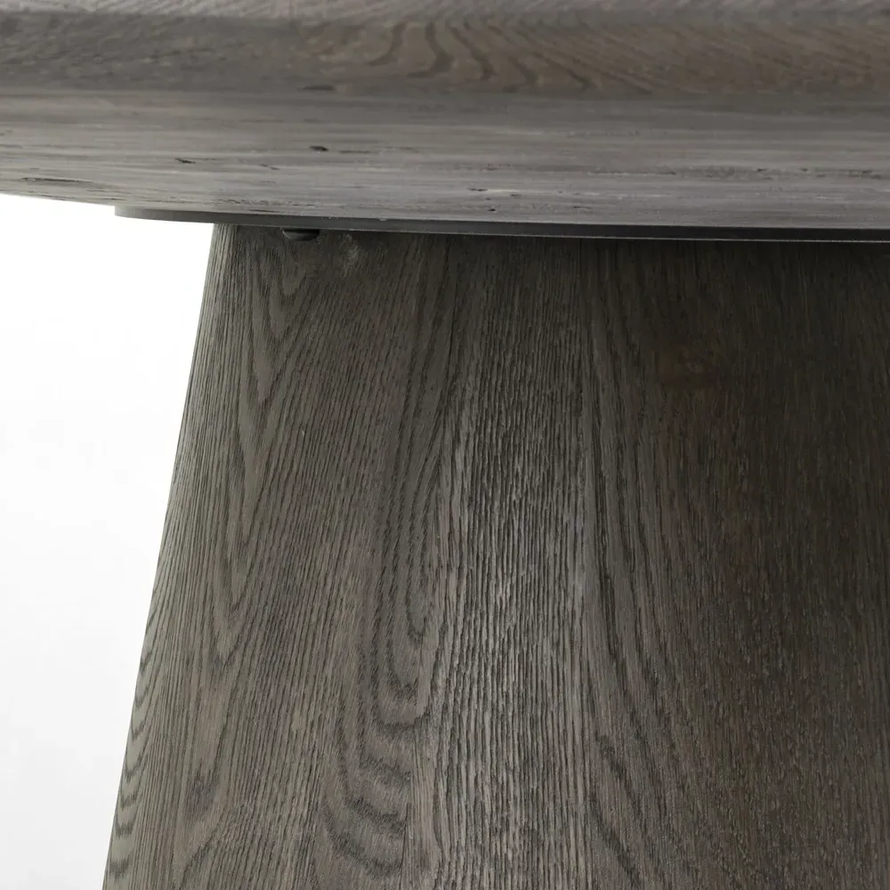 Skylar Round Pedestal Dining Table - White Marble, Grey Oak