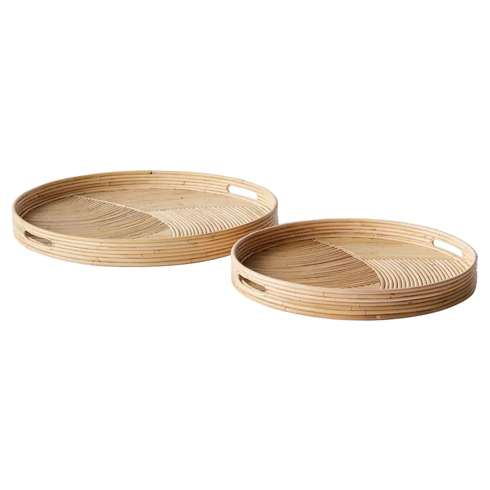 Skylar Round Serving Tray Set of 2 - Natural, Rattan