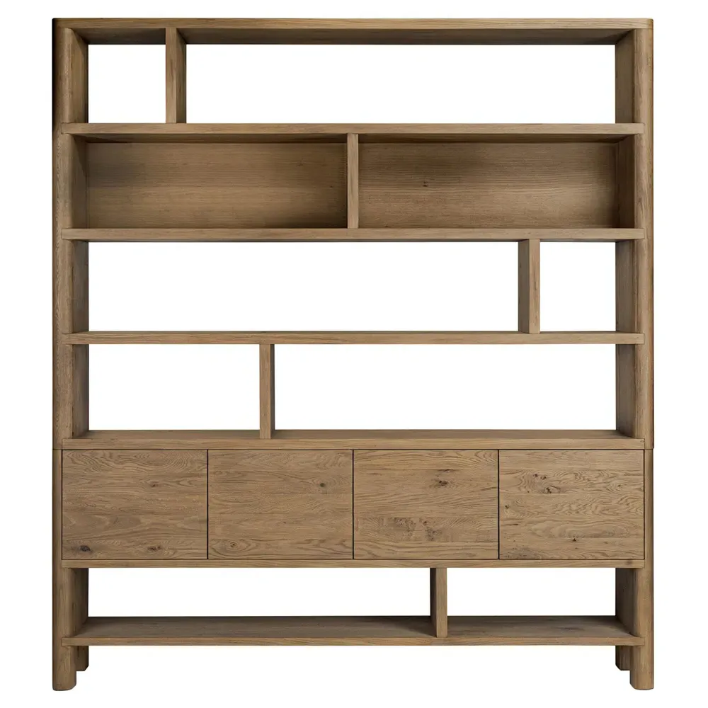 Slade Wide Bookcase - Brown, Oak image