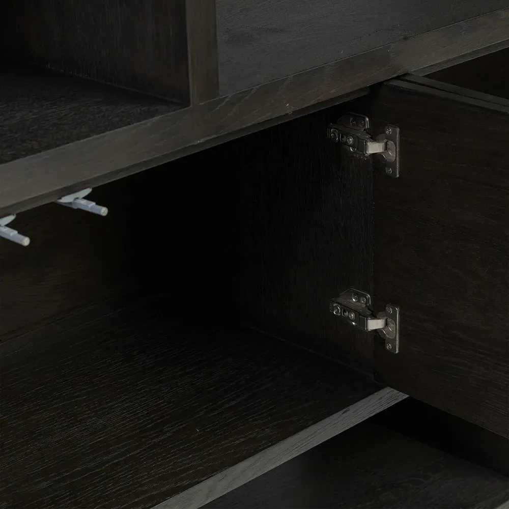 Slade Wide Bookcase - Smoked Black, Oak